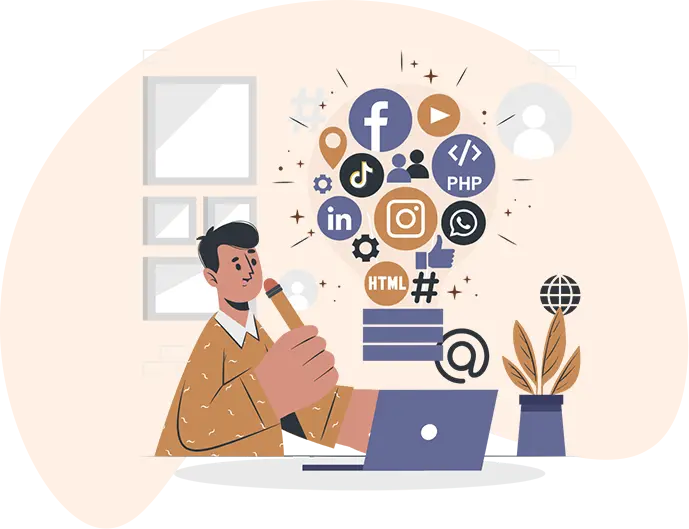 High-quality professional services illustration representing customer support and business solutions